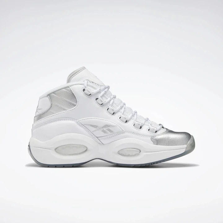 Zapatillas Baloncesto Reebok Question Mid Hombre Blancas Blancas Plateadas | 069584AYP