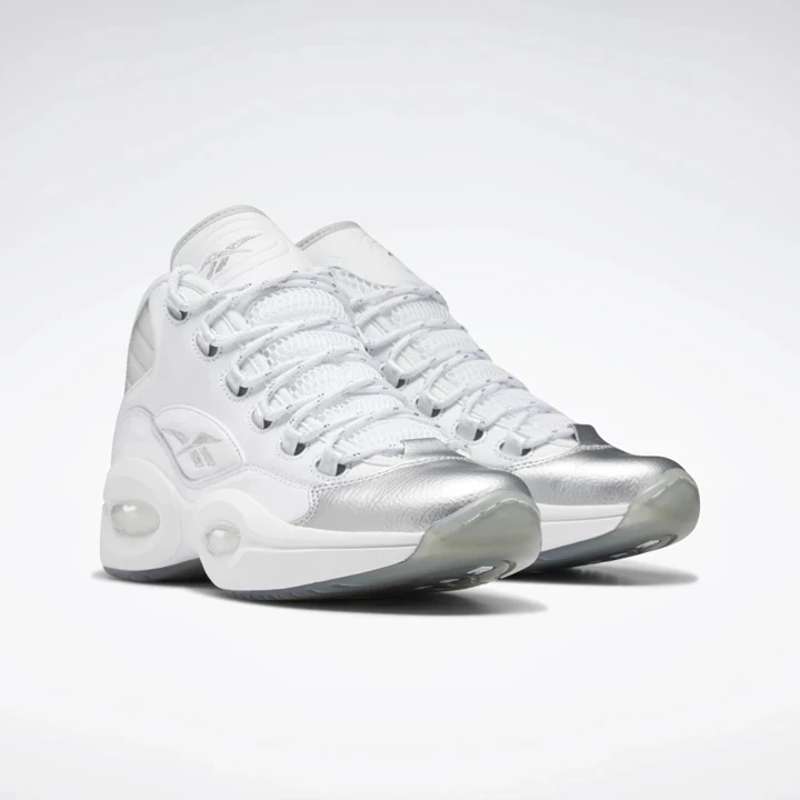 Zapatillas Baloncesto Reebok Question Mid Hombre Blancas Blancas Plateadas | 069584AYP