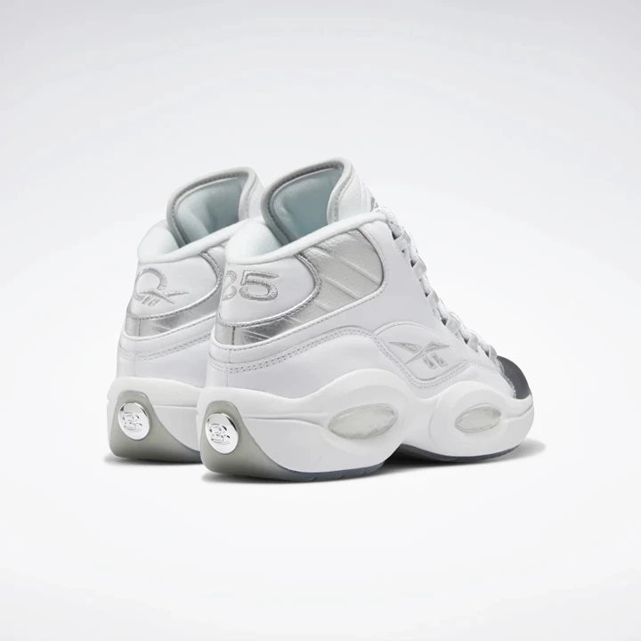 Zapatillas Baloncesto Reebok Question Mid Hombre Blancas Blancas Plateadas | 069584AYP