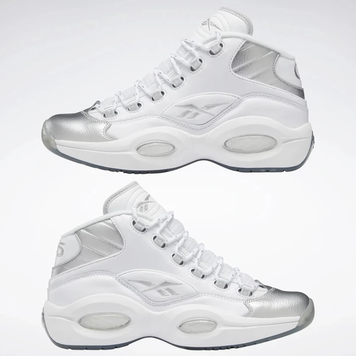 Zapatillas Baloncesto Reebok Question Mid Hombre Blancas Blancas Plateadas | 069584AYP