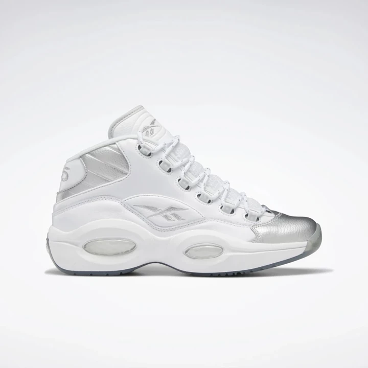 Zapatillas Baloncesto Reebok Question Mid Hombre Blancas Blancas Plateadas | 069584AYP