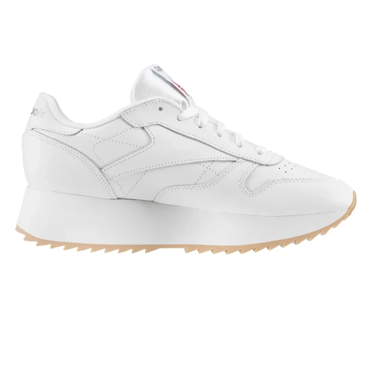 Zapatillas Reebok CL LTHR DOUBLE Mujer Blancas Plateadas | 748201SIZ