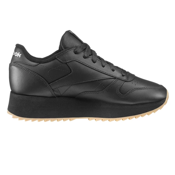 Zapatillas Reebok CL LTHR DOUBLE Mujer Negras Plateadas | 324019QFC