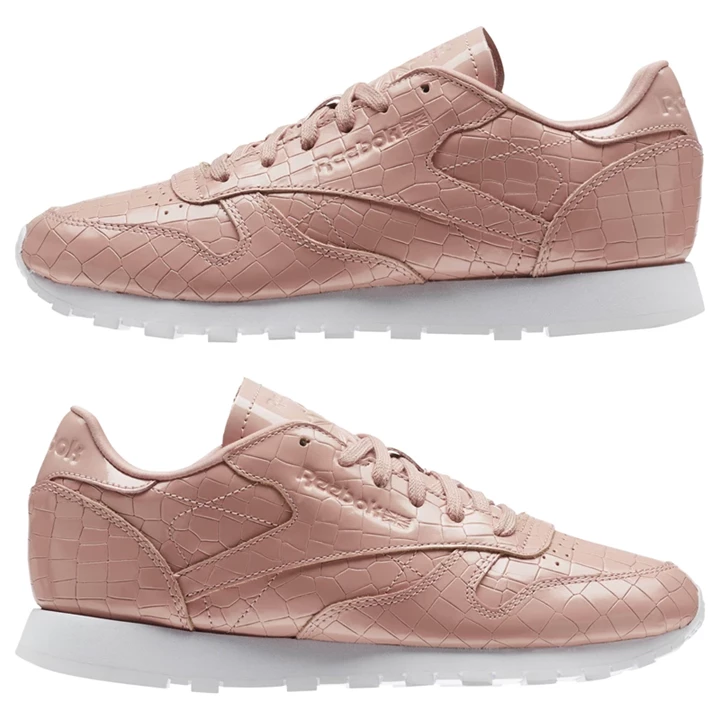 Zapatillas Reebok Classic Leather Crackle Mujer Rosas Blancas | 176203PTU