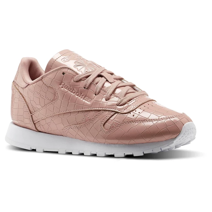 Zapatillas Reebok Classic Leather Crackle Mujer Rosas Blancas | 176203PTU