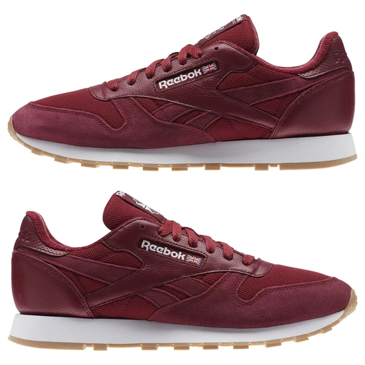 Zapatillas Reebok Classic Leather ESTL Hombre Burdeos Blancas | 397025AUK