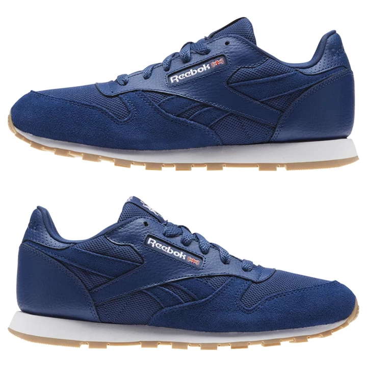 Zapatillas Reebok Classic Leather ESTL Niños Azules Blancas | 241370GCW