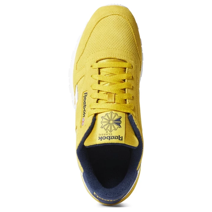 Zapatillas Reebok Classic Leather Hombre Amarillo Azul Marino | 435971LOY