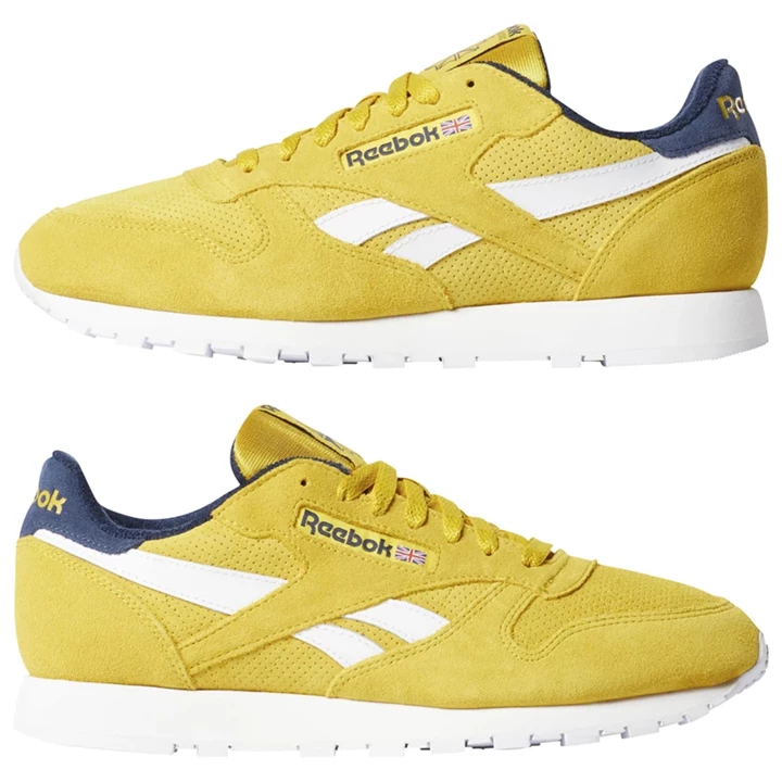 Zapatillas Reebok Classic Leather Hombre Amarillo Azul Marino | 435971LOY