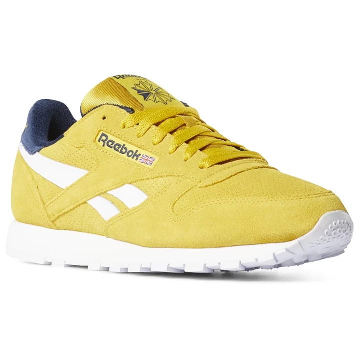 Zapatillas Reebok Classic Leather Hombre Amarillo Azul Marino | 435971LOY