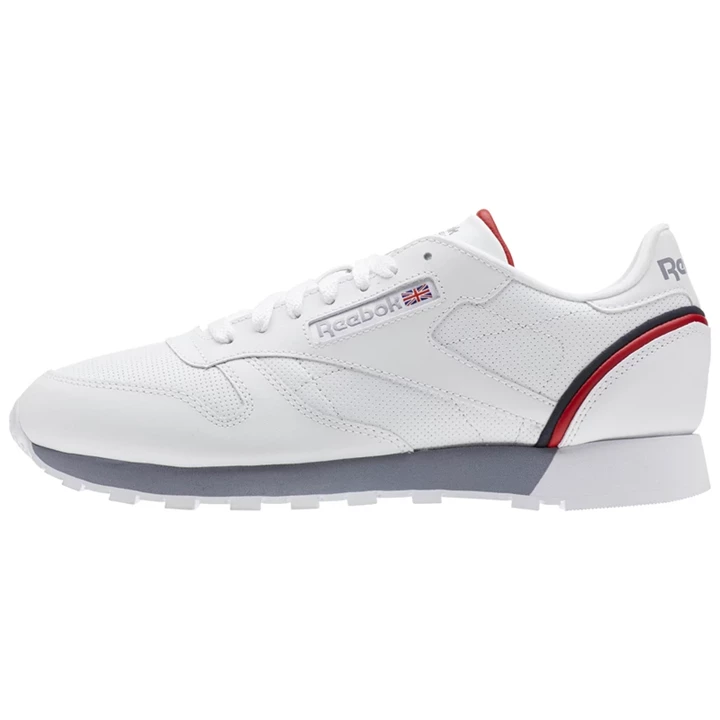 Zapatillas Reebok Classic Leather Hombre Blancas Azul Marino Rojas | 465982PKI