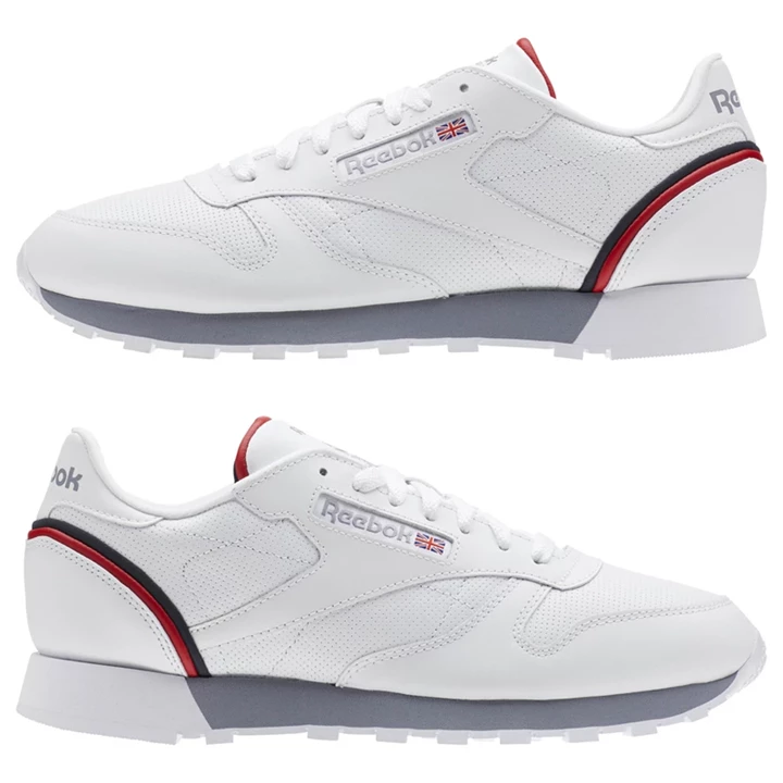 Zapatillas Reebok Classic Leather Hombre Blancas Azul Marino Rojas | 465982PKI