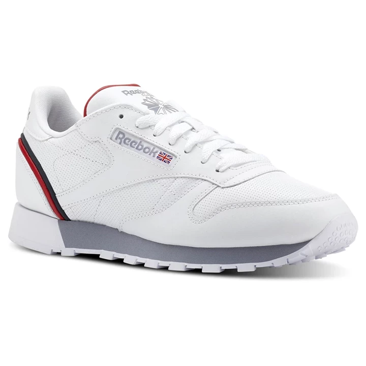 Zapatillas Reebok Classic Leather Hombre Blancas Azul Marino Rojas | 465982PKI