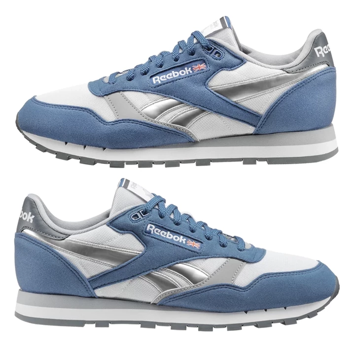 Zapatillas Reebok Classic Leather Hombre Azules Blancas Gris Gris Oscuro Plateadas | 580129UMF