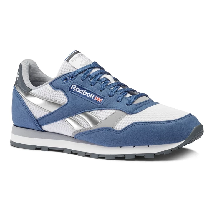 Zapatillas Reebok Classic Leather Hombre Azules Blancas Gris Gris Oscuro Plateadas | 580129UMF