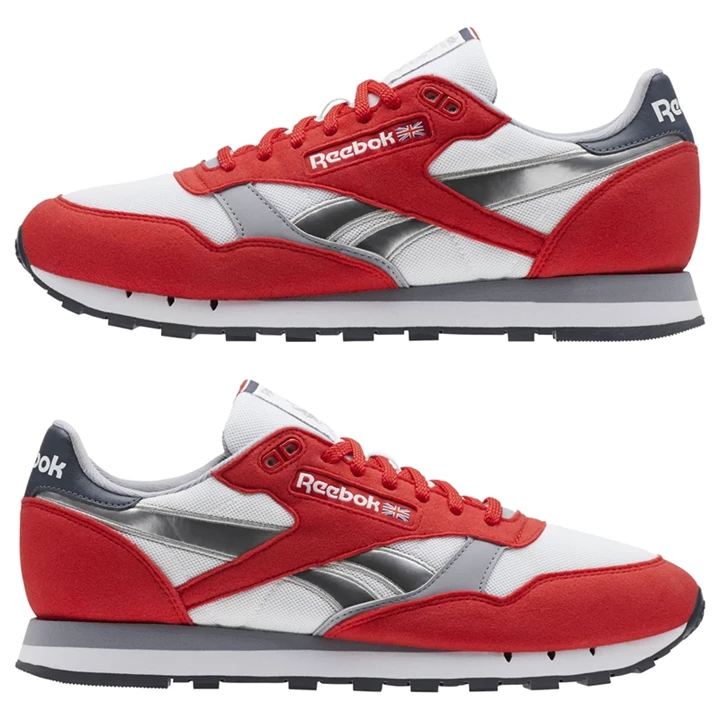 Zapatillas Reebok Classic Leather Hombre Rojas Blancas Gris Plateadas | 980745VWS