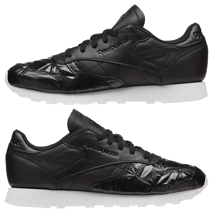 Zapatillas Reebok Classic Leather Hype Mujer Negras Blancas | 823761MPS