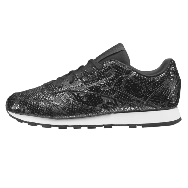 Zapatillas Reebok Classic Leather Mujer Negras Plateadas Oscuro | 492730JFA