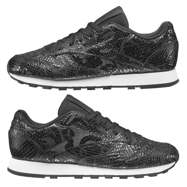 Zapatillas Reebok Classic Leather Mujer Negras Plateadas Oscuro | 492730JFA