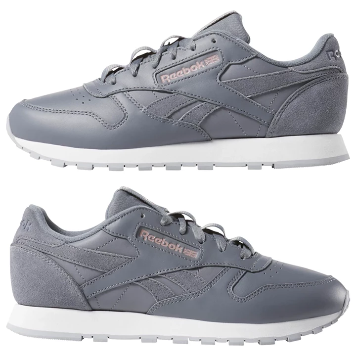 Zapatillas Reebok Classic Leather Mujer Gris Rosas Blancas | 509162NSZ