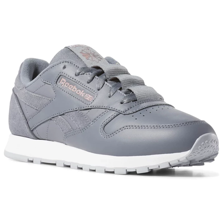 Zapatillas Reebok Classic Leather Mujer Gris Rosas Blancas | 509162NSZ