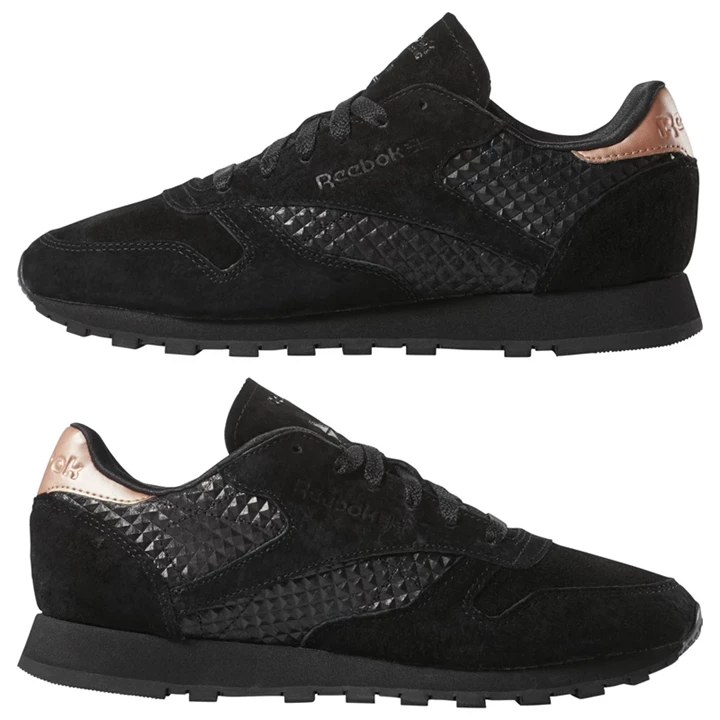 Zapatillas Reebok Classic Leather Mujer Negras Doradas | 762435NEV