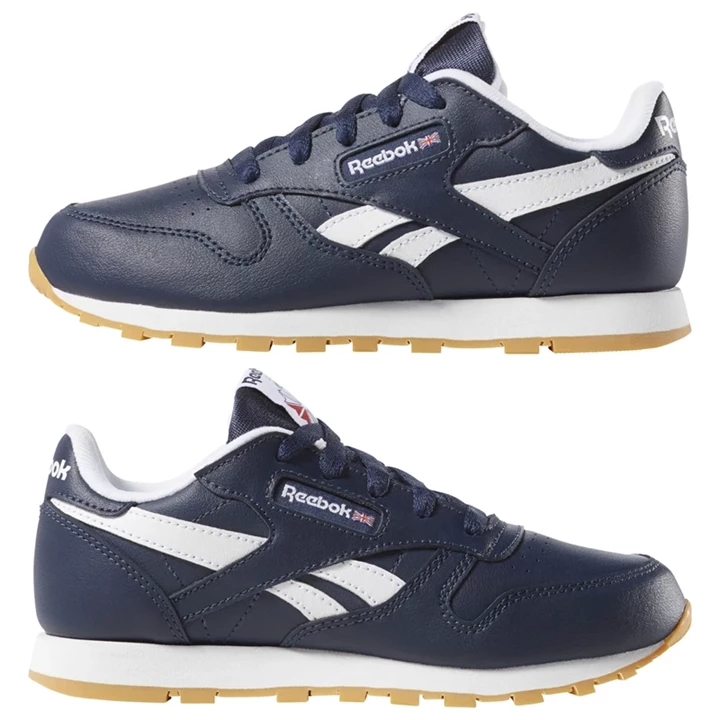 Zapatillas Reebok Classic Leather Niños Azul Marino Blancas | 295408EFD