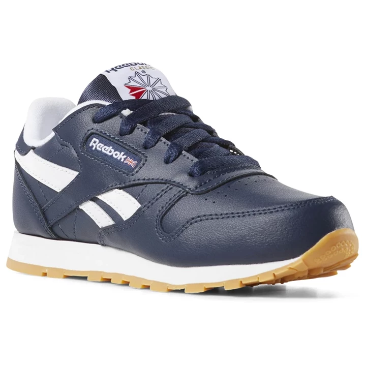 Zapatillas Reebok Classic Leather Niños Azul Marino Blancas | 295408EFD