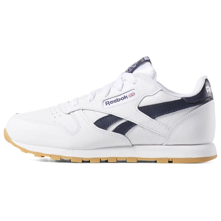 Zapatillas Reebok Classic Leather Niños Blancas Azul Marino | 695431IKJ