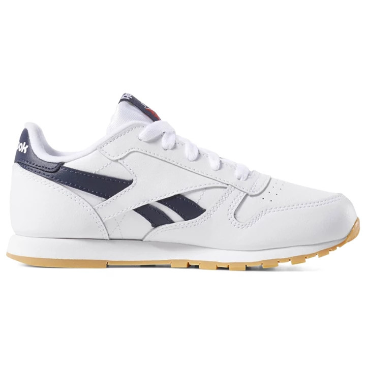 Zapatillas Reebok Classic Leather Niños Blancas Azul Marino | 695431IKJ