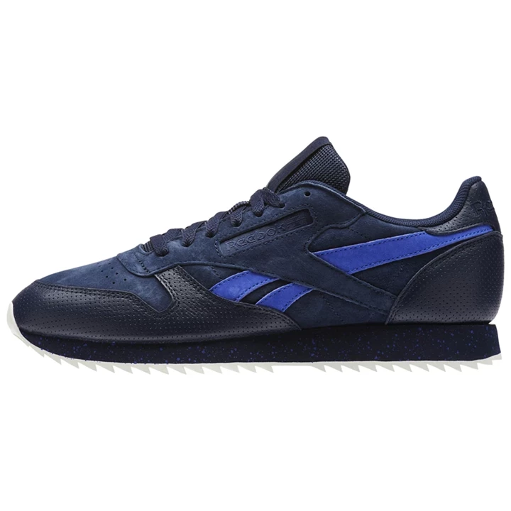 Zapatillas Reebok Classic Leather Ripple SM Hombre Azul Marino Azules | 381740SIQ