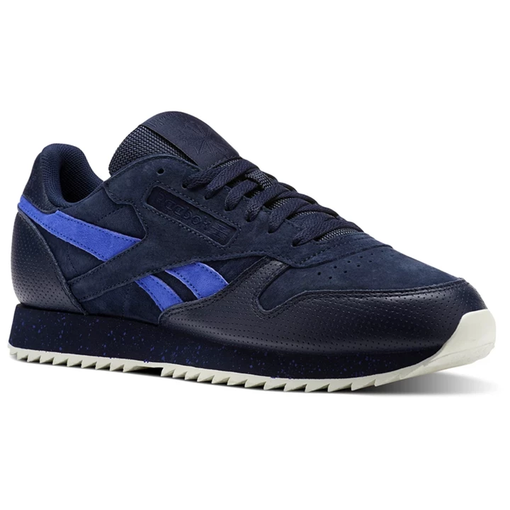 Zapatillas Reebok Classic Leather Ripple SM Hombre Azul Marino Azules | 381740SIQ