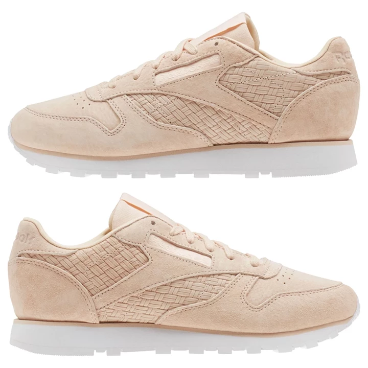 Zapatillas Reebok Classic Leather Woven EMB Mujer Rosas Blancas | 831069NZL