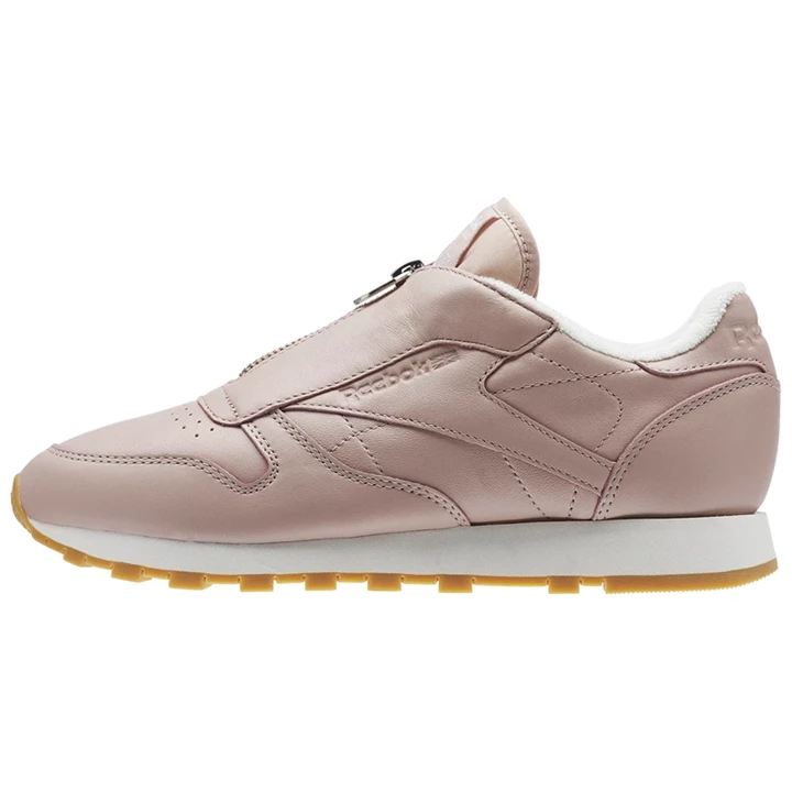 Zapatillas Reebok Classic Leather Zip Mujer Rosas Plateadas Metal | 301526BPC