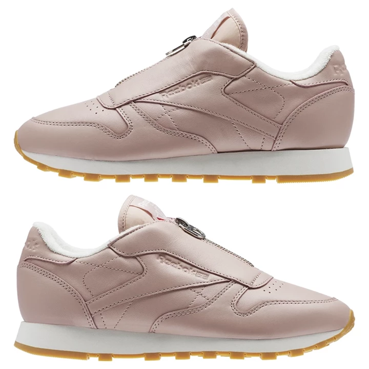 Zapatillas Reebok Classic Leather Zip Mujer Rosas Plateadas Metal | 301526BPC