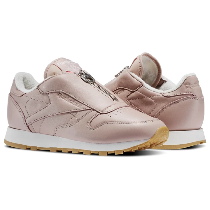 Zapatillas Reebok Classic Leather Zip Mujer Rosas Plateadas Metal | 301526BPC