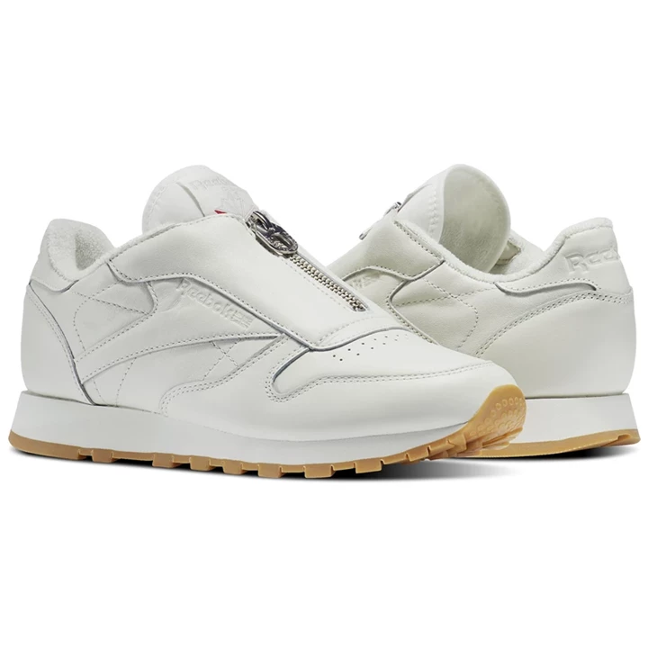 Zapatillas Reebok Classic Leather Zip Mujer Gris Plateadas | 627395DEH