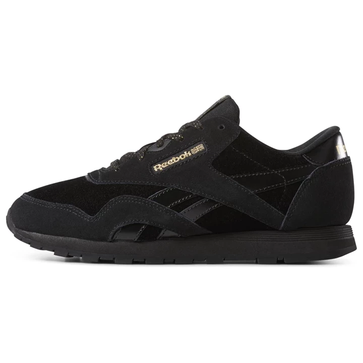 Zapatillas Reebok Classic Nylon Niños Negras Doradas | 390865ENM