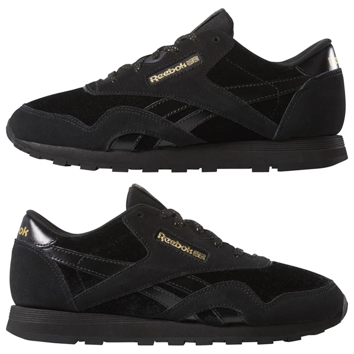 Zapatillas Reebok Classic Nylon Niños Negras Doradas | 390865ENM