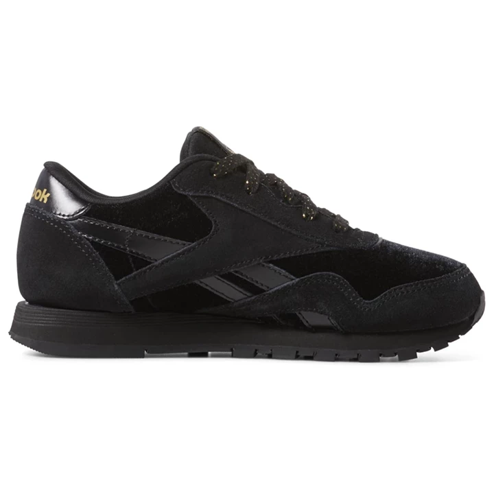 Zapatillas Reebok Classic Nylon Niños Negras Doradas | 951832UER