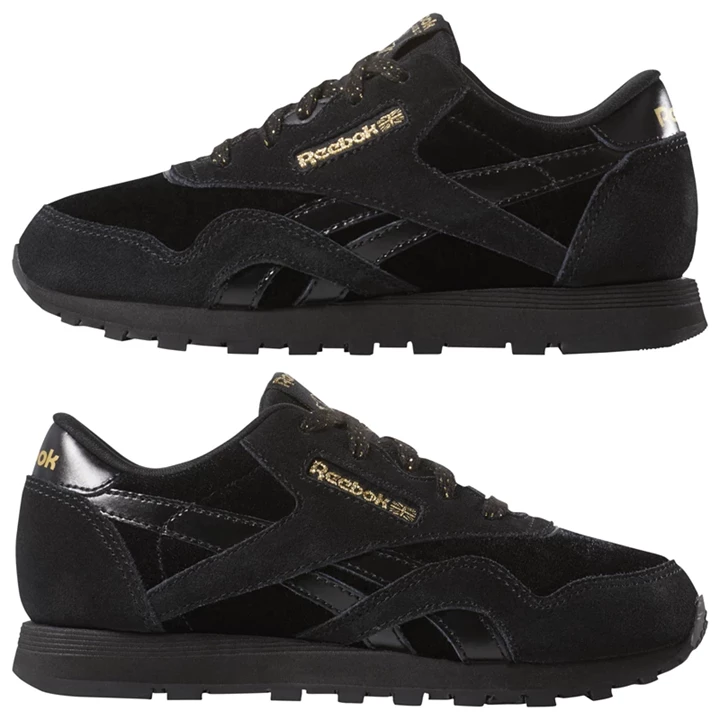 Zapatillas Reebok Classic Nylon Niños Negras Doradas | 951832UER