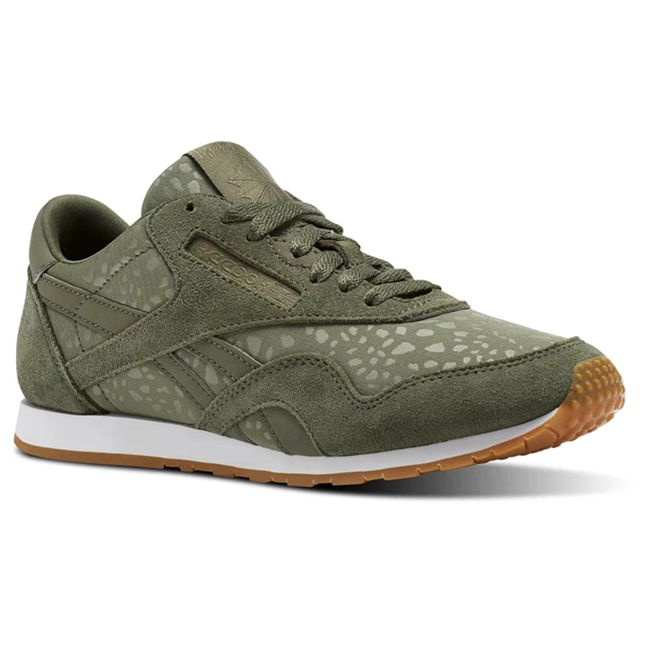 Zapatillas Reebok Classic Nylon Slim Text Lux Mujer Verde Blancas | 943756DAL