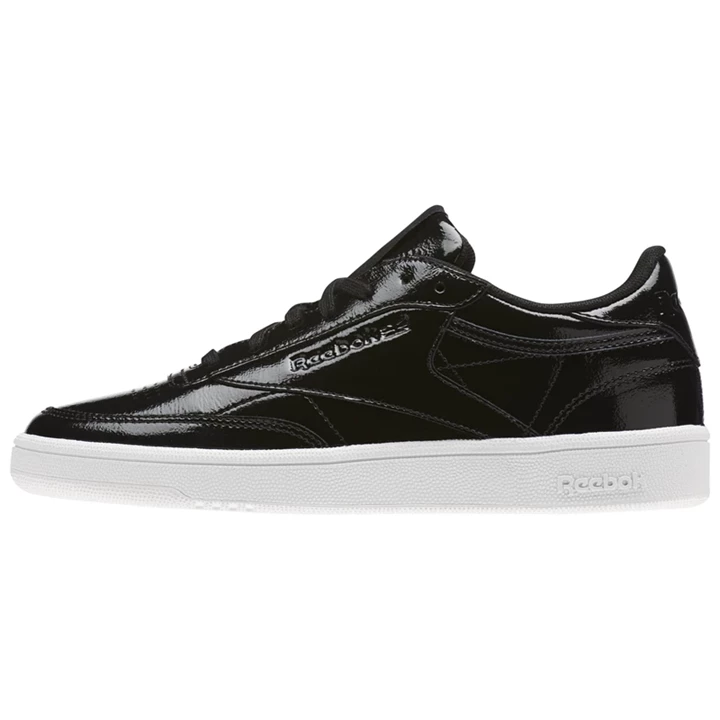 Zapatillas Reebok Club C 85 Charol Mujer Negras Blancas | 768432AIJ