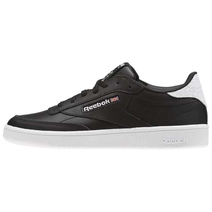 Zapatillas Reebok Club C 85 Emboss Mujer Negras Blancas | 437605IXY