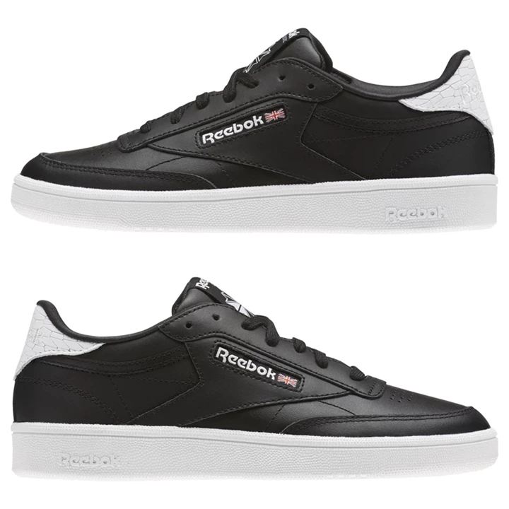 Zapatillas Reebok Club C 85 Emboss Mujer Negras Blancas | 437605IXY