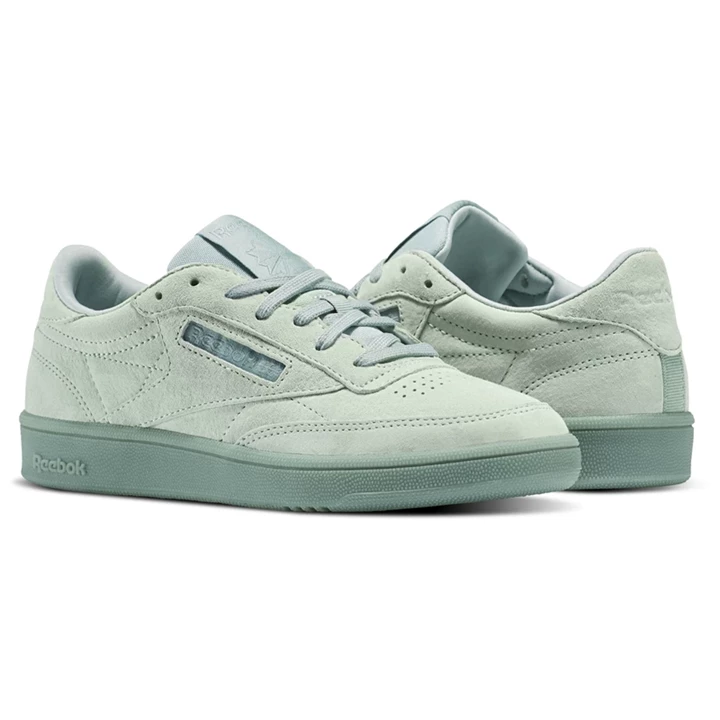 Zapatillas Reebok Club C 85 Encaje Mujer Verde Gris Blancas | 193706TBV