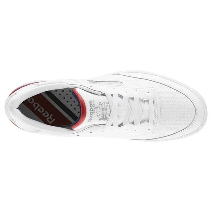 Zapatillas Reebok Club C 85 Hombre Blancas Azul Marino Rojas | 682710OQB