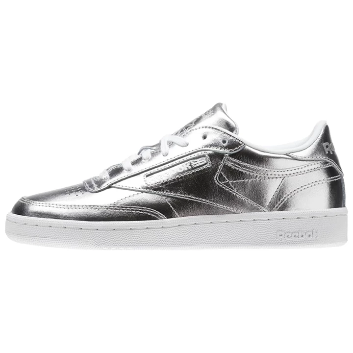 Zapatillas Reebok Club C 85 S Shine Mujer Plateadas Blancas | 942176ZSW