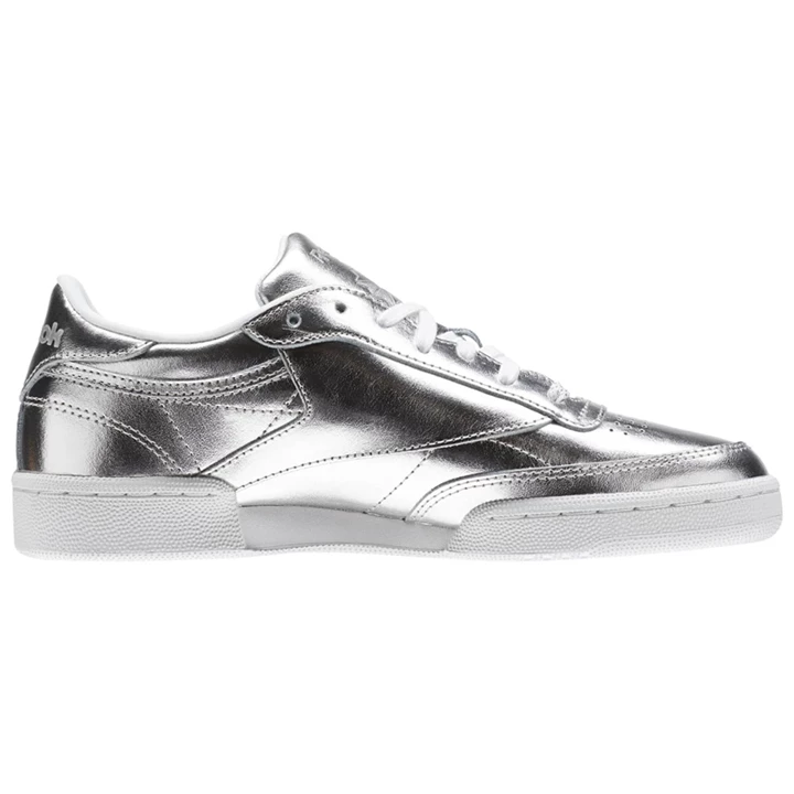 Zapatillas Reebok Club C 85 S Shine Mujer Plateadas Blancas | 942176ZSW