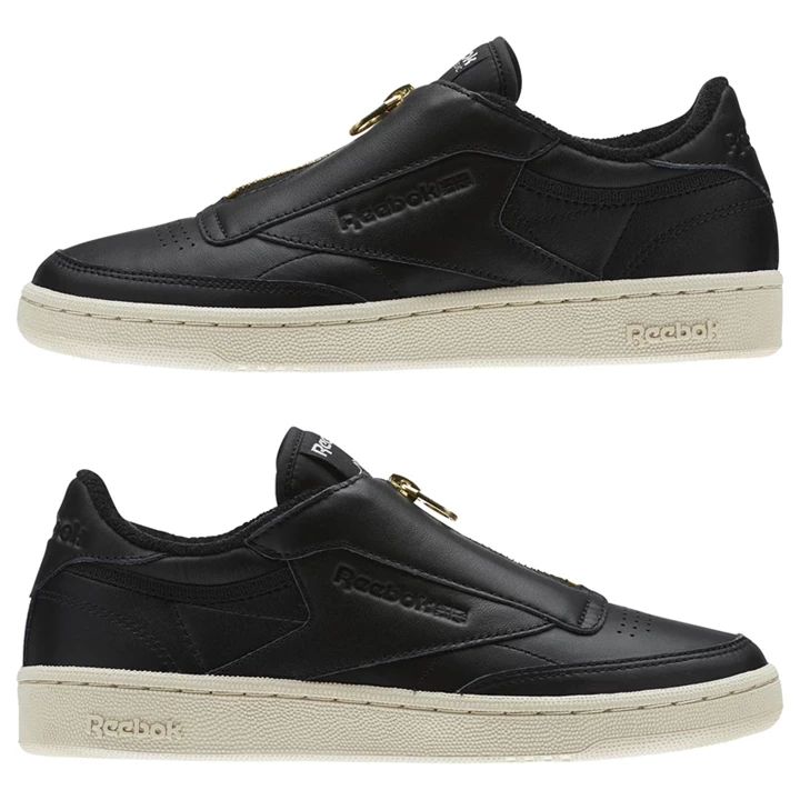 Zapatillas Reebok Club C 85 Zip Mujer Negras Blancas | 693048NWG